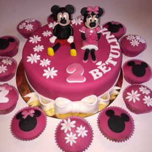 Dort růžový - Mickey a Minnie a cupcakes